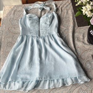 Guess Blue Ruched Halter Dress